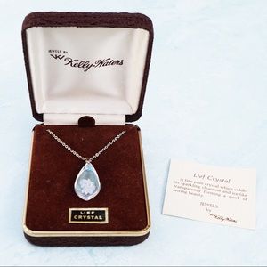 Vintage Floral Lief Crystal Pendant Necklace In Original Box